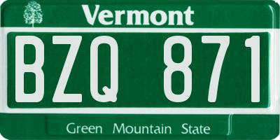 VT license plate BZQ871