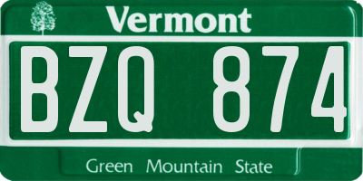 VT license plate BZQ874