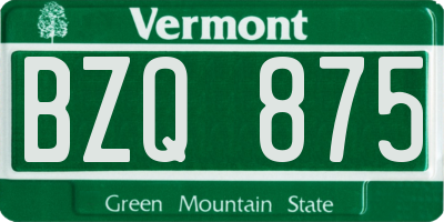 VT license plate BZQ875