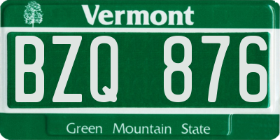 VT license plate BZQ876