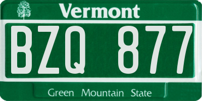 VT license plate BZQ877