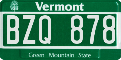 VT license plate BZQ878