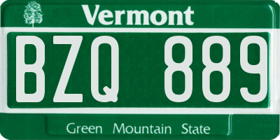 VT license plate BZQ889