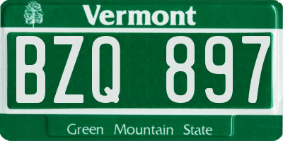 VT license plate BZQ897