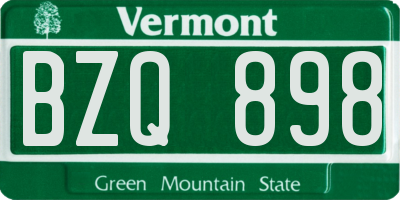 VT license plate BZQ898