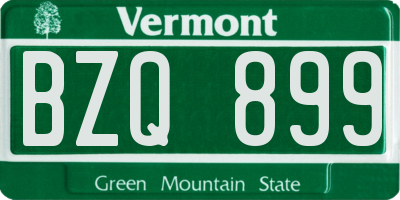 VT license plate BZQ899