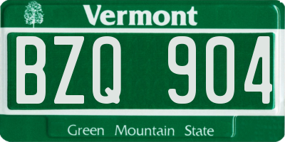 VT license plate BZQ904