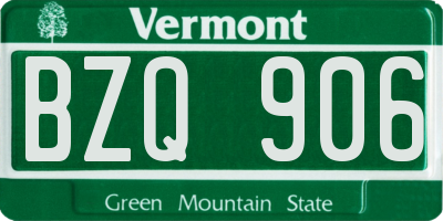 VT license plate BZQ906