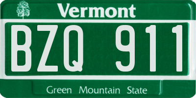 VT license plate BZQ911