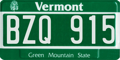 VT license plate BZQ915