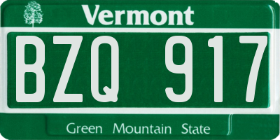VT license plate BZQ917