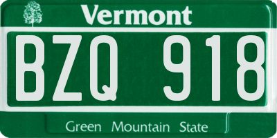 VT license plate BZQ918