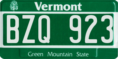 VT license plate BZQ923