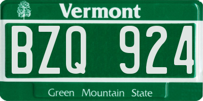 VT license plate BZQ924