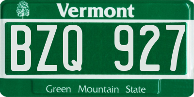 VT license plate BZQ927