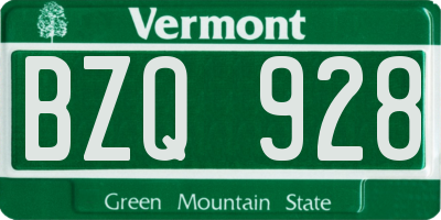 VT license plate BZQ928