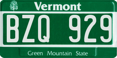 VT license plate BZQ929