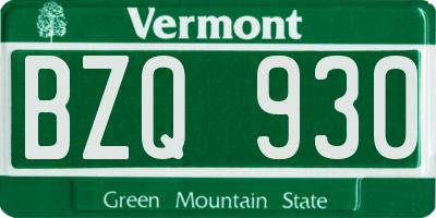 VT license plate BZQ930