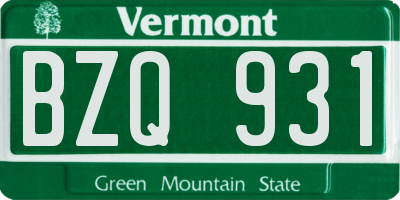 VT license plate BZQ931