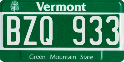 VT license plate BZQ933