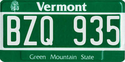VT license plate BZQ935