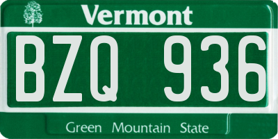 VT license plate BZQ936