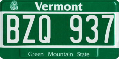 VT license plate BZQ937
