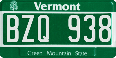 VT license plate BZQ938