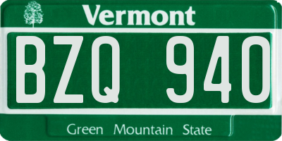 VT license plate BZQ940
