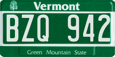 VT license plate BZQ942