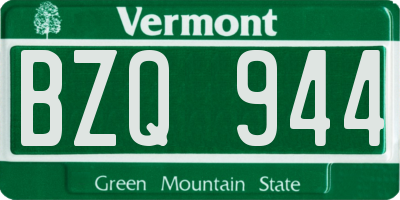 VT license plate BZQ944