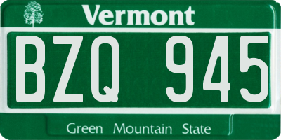 VT license plate BZQ945