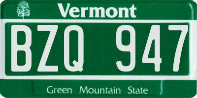 VT license plate BZQ947