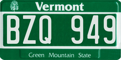 VT license plate BZQ949