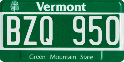 VT license plate BZQ950