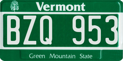 VT license plate BZQ953