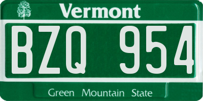 VT license plate BZQ954