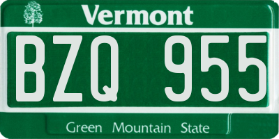 VT license plate BZQ955