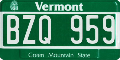 VT license plate BZQ959