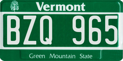 VT license plate BZQ965