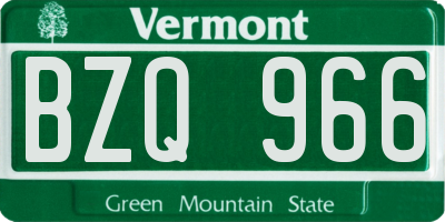 VT license plate BZQ966