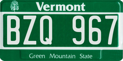 VT license plate BZQ967