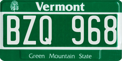VT license plate BZQ968