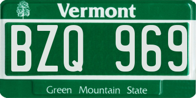 VT license plate BZQ969