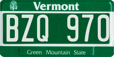 VT license plate BZQ970