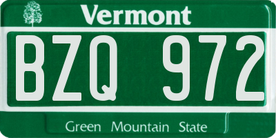 VT license plate BZQ972