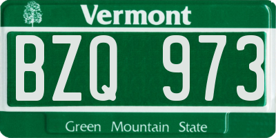 VT license plate BZQ973