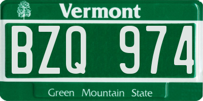 VT license plate BZQ974