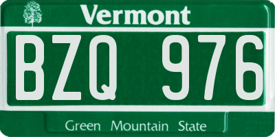 VT license plate BZQ976