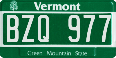 VT license plate BZQ977